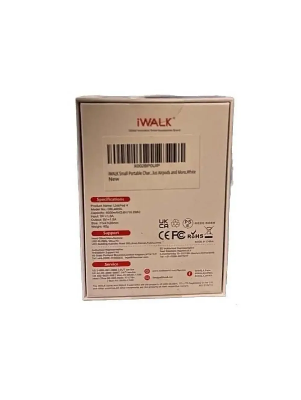 iWALK LinkPod 4500mAh USB-C Portable Battery Charger for iPhone (White)